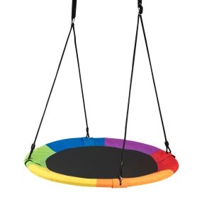 Columpio Nido para Niños Columpio Redondo Diámetro 100 cm Altura Ajustable Carga hasta 150 kg Multicolor