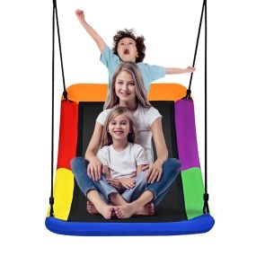 Columpio para Árbol para Niños Columpio de Exterior en Tejido PP con Cuerdas Regulables para Parque Patio Jardín Multicolor 155 x 83 cm
