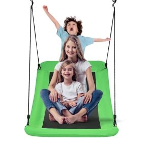 Columpio para Árbol para Niños Columpio de Exterior en Tejido PP con Cuerdas Regulables para Parque Patio Jardín Verde 155 x 83 cm