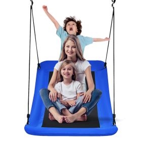 Columpio para Árbol para Niños Columpio de Exterior en Tejido PP con Cuerdas Regulables para Parque Patio Jardín Azul 155 x 83 cm