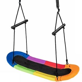 Columpio para Árbol con Ángulos Blandos Altura Regulable y Estructura de Metal para Adultos y Niños Multicolor