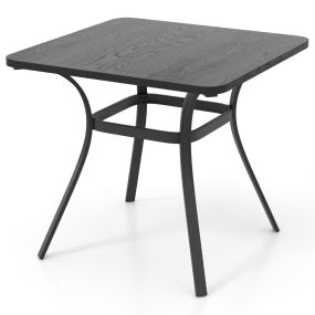 Mesa Cuadrada de Metal de 80 cm con 4 Patas Curvas Mesa de Exterior Resistente para 4 Personas Mesa de Comedor para Patio Trasero Gris