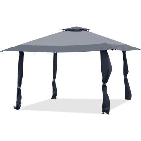 Pabellón gazebo 3x3 m con techo de 2 niveles, 3 alturas ajustables, marrón y gris