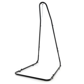 Soporte ajustable para silla de hamaca con marco de metal resistente, gancho y cadena negro