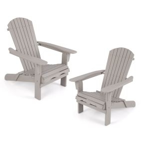 Juego de 2 Sillas Plegables con Respaldo Alto y Reposabrazos Anchos Carga Máxima de 180 kg para Césped 89 x 71 x 94 cm Gris