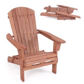 Juego de 1 Silla Plegable de Madera con Respaldo y Reposabrazos Carga 180 Kg Sillón Adirondack para Exterior Césped Patio Marrón