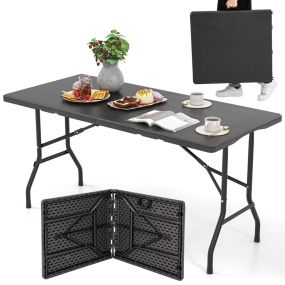Mesa Plegable de Plástico con Superficie de HDPE Estructura Metálica 152 x 70 x 74 cm Negro