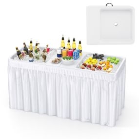 Mesa enfriadora de hielo plegable de 151 cm con doble fregadero para exteriores blanco