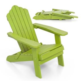 Silla Adirondack Plegable Silla de Gran Tamaño de Patio HIPS con Reposabrazos Anchos y Respaldo Inclinado para Exterior Césped Patio Verde