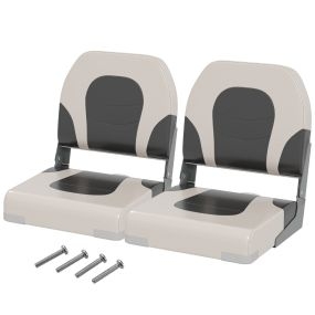 Juego de 2 asientos para barco plegables tapizados en cuero artificial gris con tornillos