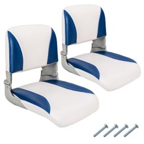 2 asientos para barco de pesca plegables acolchonados con cojín de esponja alta densidad PVC azul