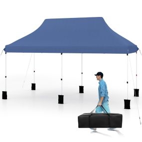 Pabellón plegable 3 x 6 m con bolsa de transporte, altura ajustable, azul