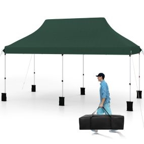 Pabellón plegable emergente 3 x 6 m con bolsa de transporte, altura ajustable, verde