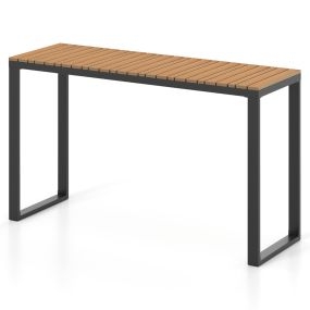 Mesa Consola Rectangular para Exteriores con Tablero de WPC Duradera y Estructura Metálica Resistente 129 x 42 x 75 cm