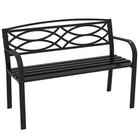 Banco de Jardín de 116 cm Sillón para 2 Personas de Metal Resistente con Reposabrazos y Respaldo Curvados 49 x 116 x 83 cm