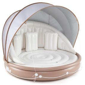 Isla inflable con dosel para piscina 186 cm, 3 almohadas, carga 180 kg, 2 personas