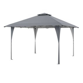 Gazebo emergente portátil con bolsa de transporte, 8 estacas y 4 cuerdas, 390 x 390 cm, gris