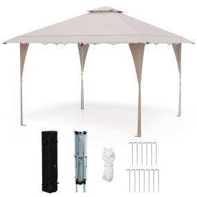 Pabellón emergente 395 x 395 cm para exteriores con tapa ventilada caqui