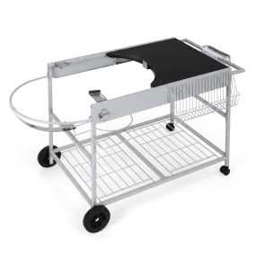 Carro de Barbacoa para Parrillas de 18" y 22" con Encimera Amplia Rejilla Metálica Cesta Portarrollos Cubo Basura para Jardín Picnic