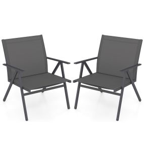Juego de 2 Sillas de Patio con Tela de Malla Transpirable y Estructura de Metal Capacidad de 160 kg para Jardín 67 x 61,5 x 78 cm Gris