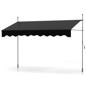 Toldo Retráctil Manual 3 m x 180 cm Sombra de Exterior Ajustable sin Perforación con Manivela para Patio Balcón Jardín Negro
