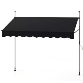 Toldo retráctil manual 2,5 x 3 m para exterior, altura ajustable, manivela, sin perforación, negro