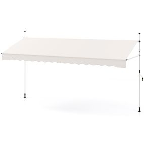Toldo retráctil manual 4 x 3 m para exterior con altura ajustable, manivela y sin perforación blanco