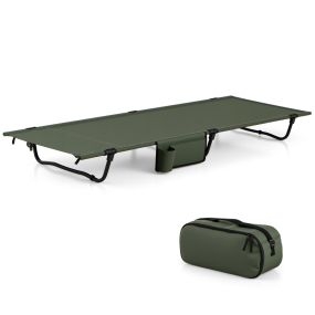 Cama de campamento plegable con bolsa de transporte y bolsillo lateral, 193 x 70 x 18 cm, verde, hasta 150 kg