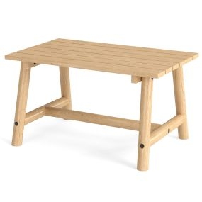 Mesa de Café para Exteriores con Tablero de Listones Mesa Lateral Rectangular para Jardín Césped Porche Balcón Natural