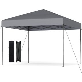 Gazebo plegable con bolsa de transporte, altura ajustable en 3 posiciones, estacas de tierra, 295 x 295 cm, gris