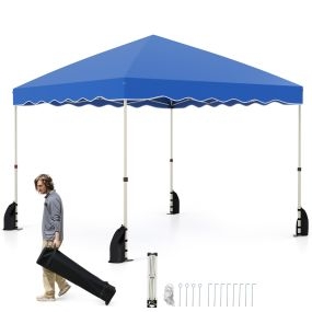 Tienda de campaña plegable portátil azul 300 x 300 x 266-286 cm con 8 estacas y accesorios