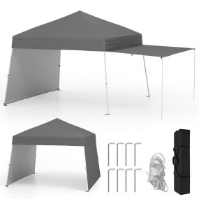 Pabellón pop-up 430 x 280 cm con 2 paredes laterales convertibles en toldo gris