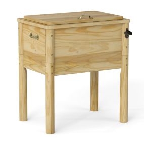 Nevera de madera 51 L para bebidas con 3 capas de aislamiento 67 x 47 x 74 cm natural
