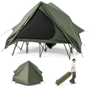 Tienda de campaña para 2 personas con bolsa con ruedas y 2 ventanas de malla 204 x 128 x 161 cm verde