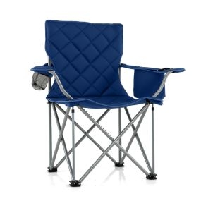 Silla de camping extragrande plegable de alta resistencia con portavasos azul