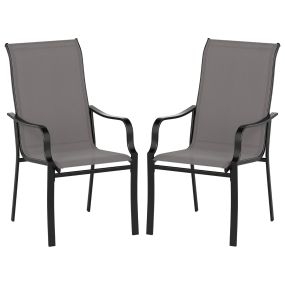 Juego de 2 Sillas de Jardín con Respaldo Alto y Reposabrazos con Carga de Hasta 150 kg para Jardín Balcón 73 x 56 x 101 cm Gris