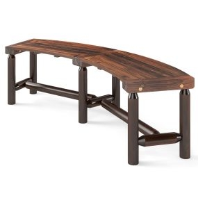 Banco Curvo para Exterior para 2-3 Personas Capacidad de Carga de 360 kg Sin Respaldo para Jardín 170 x 58 x 45 cm Marrón