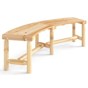 Banco Curvo para Exterior para 2-3 Personas Capacidad de Carga de 360 kg Sin Respaldo para Jardín 170 x 58 x 45 cm Natural