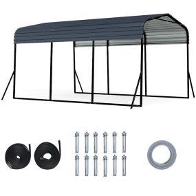 Cochera de metal resistente con base mejorada y 4 patas inclinadas para SUV, barcos y tractores 300 x 440 x 250 cm negro