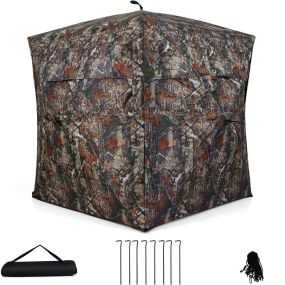 Persiana de caza portátil 360° con ventanas y bolsa de transporte, camuflaje para 2-4 personas