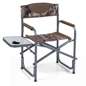 Silla de Director Plegable con Mesa Portavasos Reposabrazos Espuma Respaldo Asiento Acolchados para Picnic Pesca Camuflaje