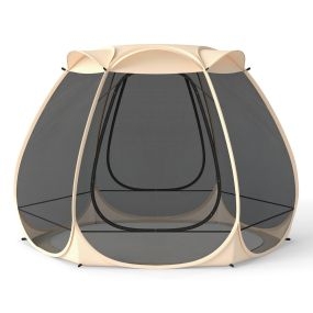 Carpa de malla plegable para 4-6 personas 310 x 270 cm con mosquitero y bolsa de transporte arena