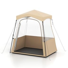 Carpa deportiva emergente de PVC transparente con bolsa de transporte 183 x 135 x 175 cm marrón