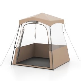 Carpa deportiva emergente transparente con bolsa de transporte 180 x 180 x 193 cm marrón