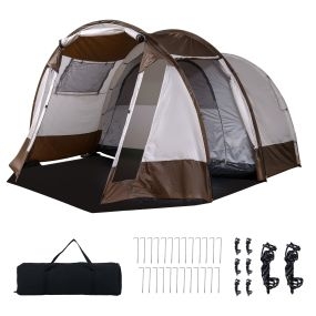 Tienda de Campaña para 4-6 Personas con Porche 2 Puertas Ventanas Malla 3 Bolsillos Bolsa Transporte para Picnic