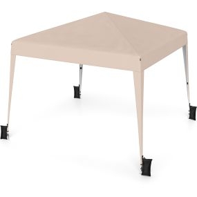 Carpa Plegable 3x3m Cenador Ajustable Marco Metálico Impermeable con Estacas Sacos Arena Bolsa Transporte para Camping Fiestas Beige