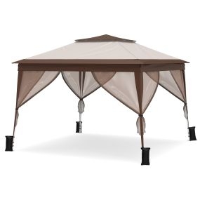 Carpa plegable 300x300 cm con 4 paredes de malla, 3 alturas ajustables, bolsa con ruedas, 4 sacos de arena, 8 estacas y 4 cuerdas para exterior, picnic y café