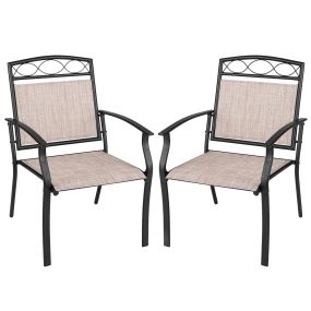 Set de 2 sillas de jardín de hierro con textileno marrón y negro 60,5 x 73 x 92,5 cm