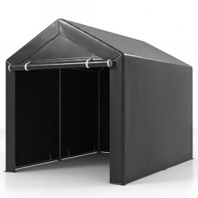 Cobertizo de jardín gris oscuro de lona impermeable con bastidor resistente 160 x 220 x 174 cm