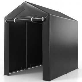 Cobertizo de jardín gris oscuro con estructura galvanizada y lona impermeable 120 x 180 x 174 cm